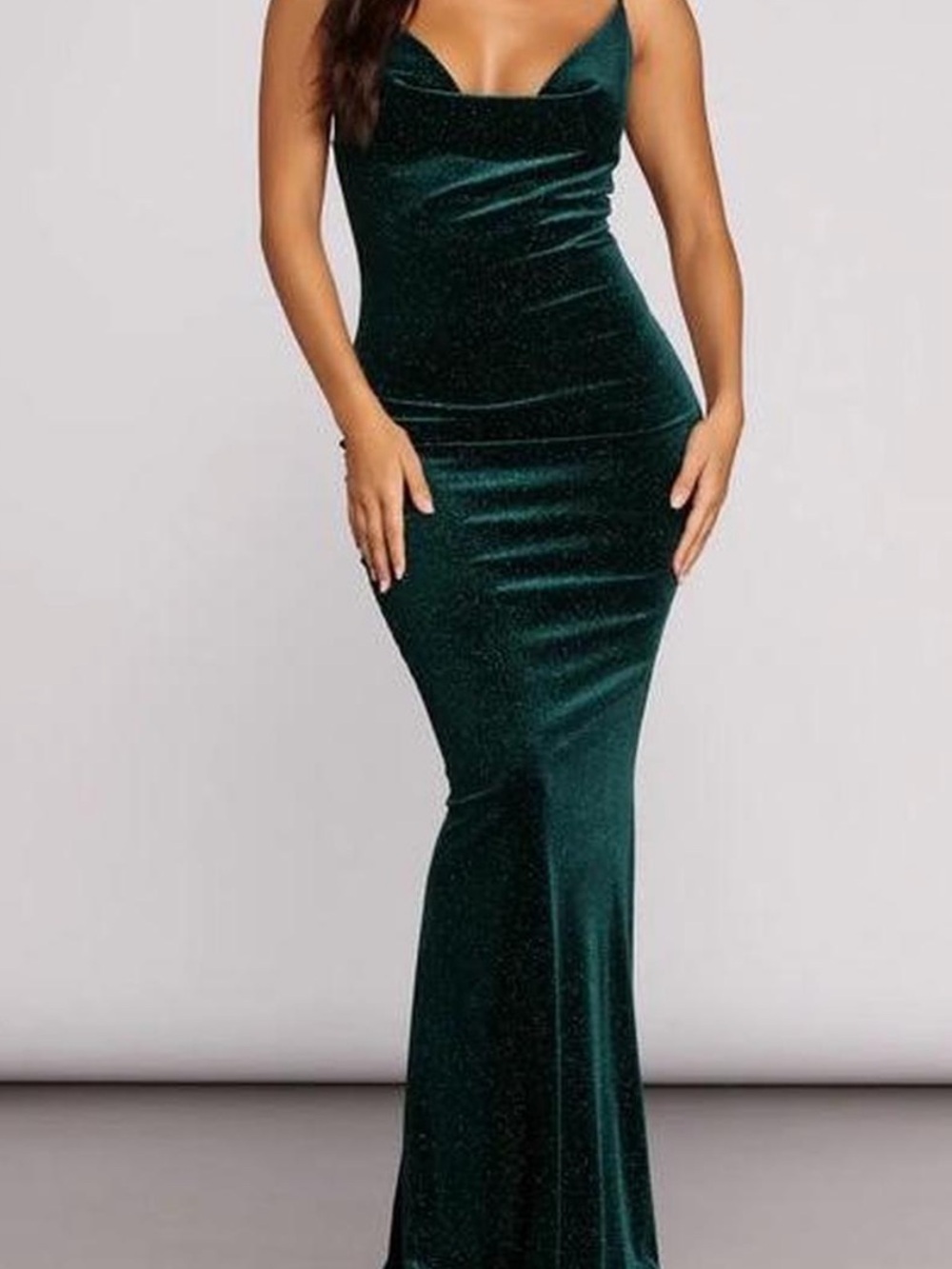 Green sparkly dress velvet material